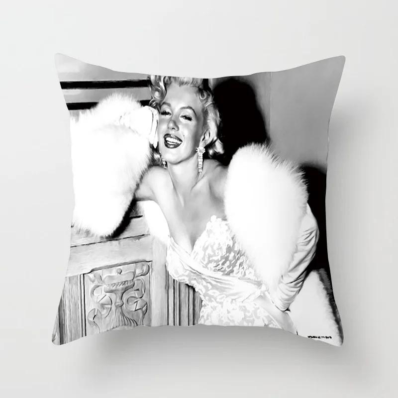 Marilyn Monroe Cushion Cover Decorative Polyester Sofa Throw Pillow Cover Retro Women Super Stars Pillowcase Home Decor 45X45CM