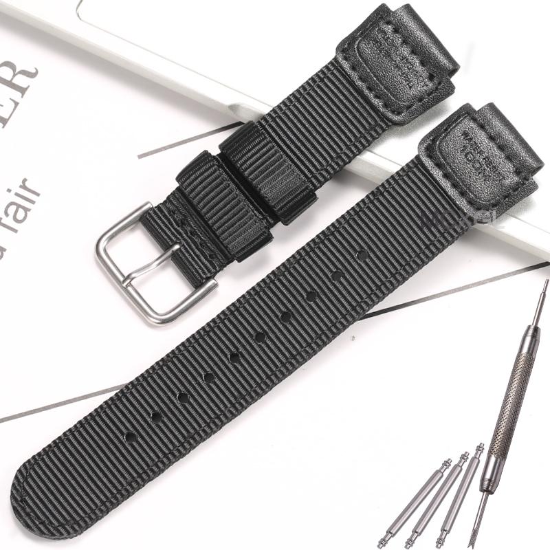 18mm Nylon-Uhrenarmband für Casio W800H Herren Canvas Sport Schwarz Grün Armband SGW300 F91W F105/108/A158/168 AE1200WH AE1300 Gürtel