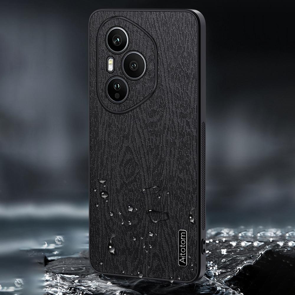 For Honor 400 Pro 5G (Global) Case Wood Texture PU Leather Coated PC TPU Phone Cover