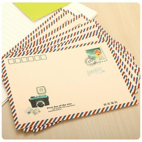 Set di Carta da Lettera Busta Stile Aviazione Retrò Coreano: Buste per Cartoline Lunghe e Carine per Spedire