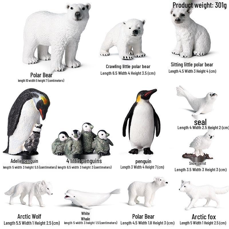 Antarctic Polar Animal Toy Set: Emperor Penguin & Polar Bear Miniature Ornaments for Kids
