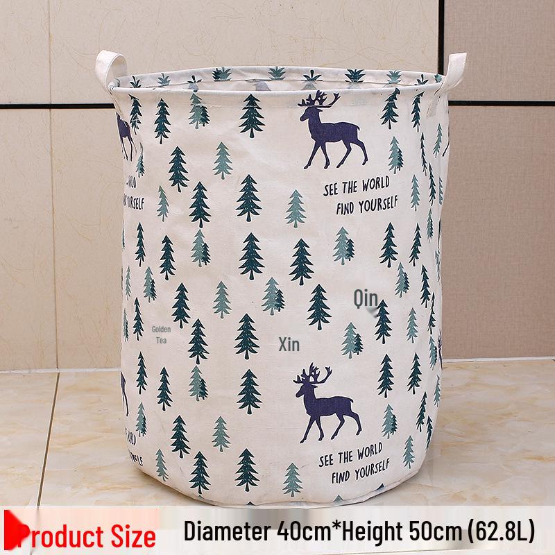 Waterproof Cotton Linen Laundry Basket and Toy Storage Hamper