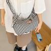 Fresh Color Plaid Dumpling Bag Korean Style Pleated Shoulder Bag Casual Bowknot Tote Bag  Students