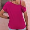Summer New Single Shoulder Short Sleeve T-shirt Women Tops Elegant Solid Plus Size Casual T Shirt Woman Solid Simple Loose Office Lady Tee 24531