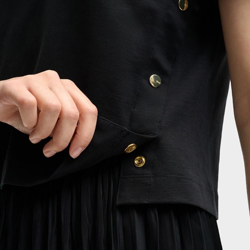 FILA Milano Series Fashion Classic Short Sleeve Dress Women dresses Black F11W525307F-BK