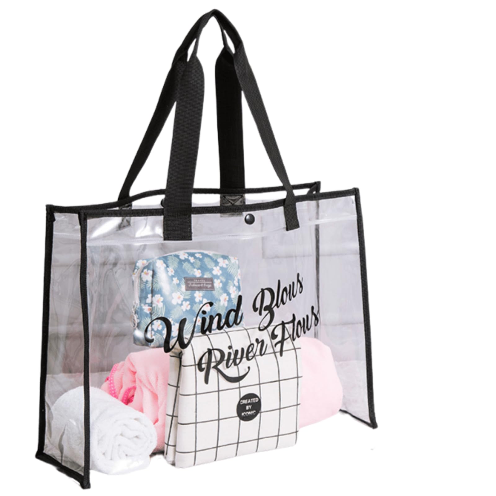 Nestkanina Прозрачная большая сумка-тоут, Сумка для покупок, Экологичный ПВХ, Легкая, Водонепроницаемая, Многоцелевая, Устойчивая к пятнам,