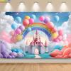 SHUOZHIKE Balloon First Birthday Party Decoration Photography Backdrops Props  Castle Newborn Baby Photo Studio Background YR-04