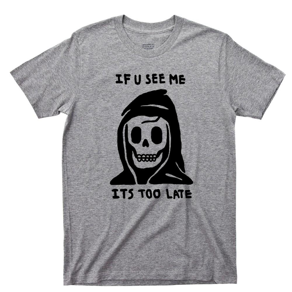 

Grim Reaper T Shirt If You See Me It s Too Late Costume Necklace Ring Tattoo Tee M