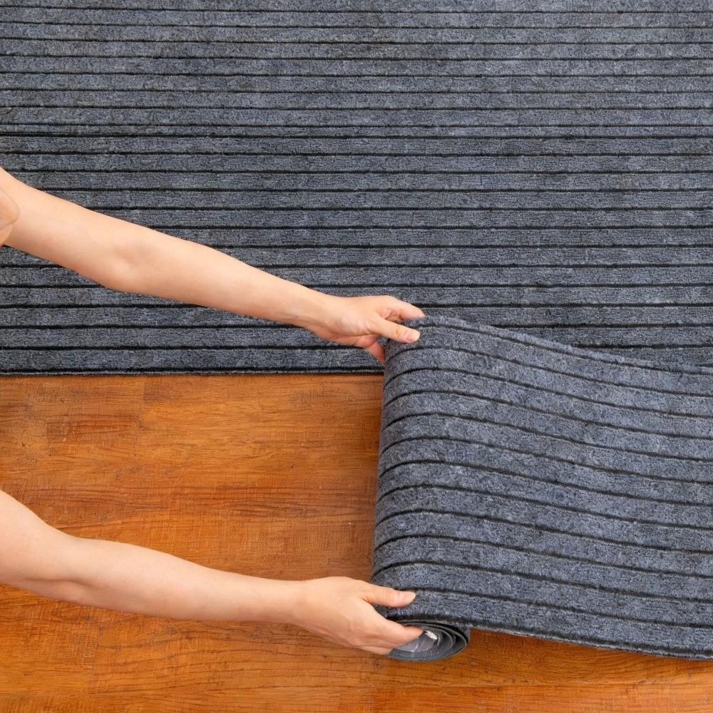 DIY Self-Adhesive Carpet Striped Pattern Repeatedly Washed Peel and Stick Mat Nano-Absorption Cat Scratching Mat Kitchen Door