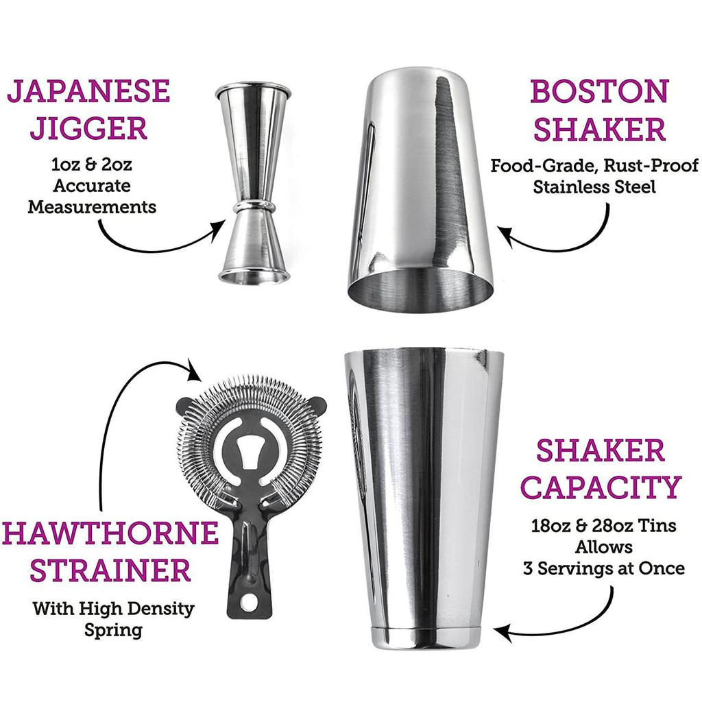 Boston Cocktail Shaker Set Edelstahl Barwerkzeuge Für Hausbar Und Partygebrauch
