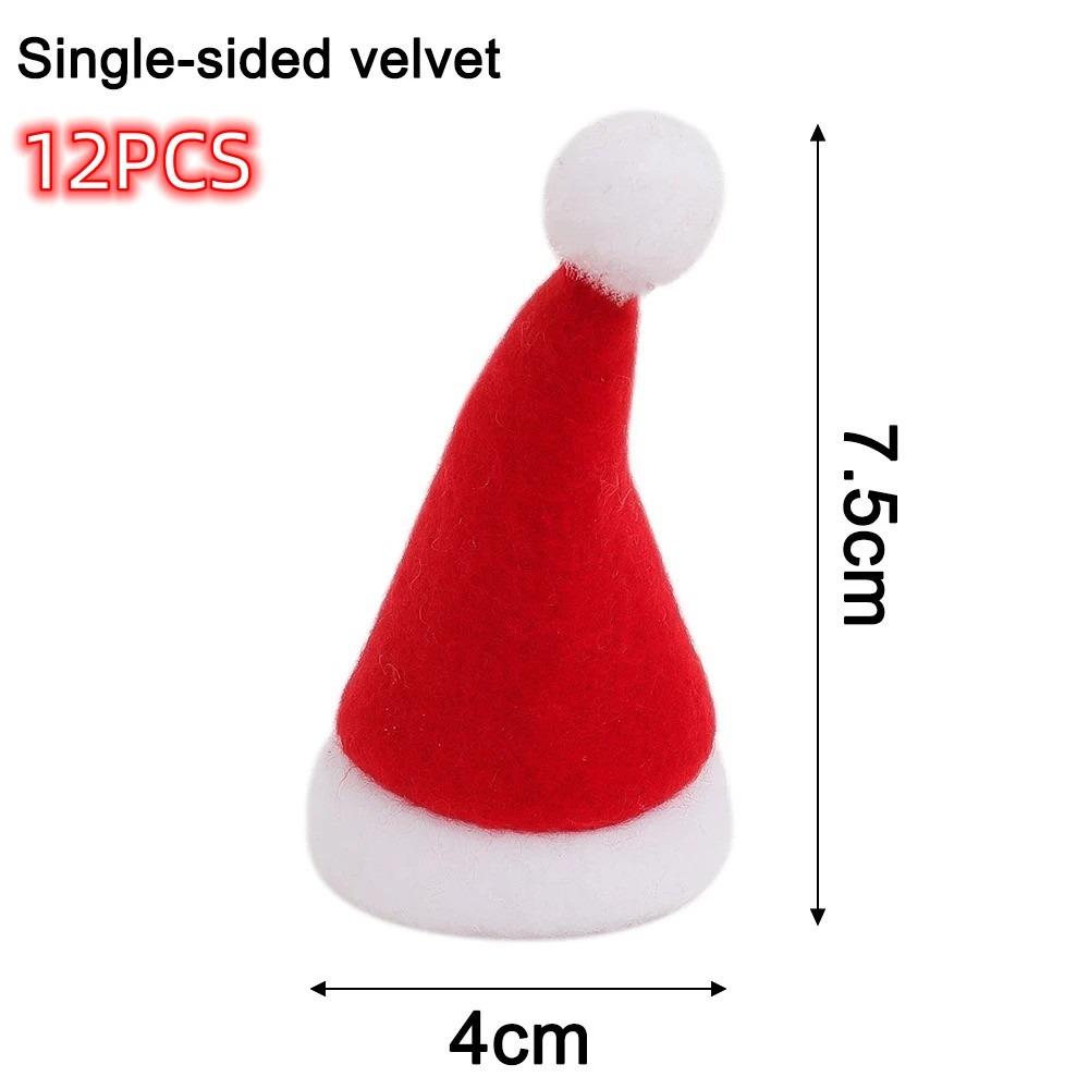 12 ks dárkových vánočních čepic Santa Claus čepice lízátko čepice láhev vína nová mini vánoční čepice párty