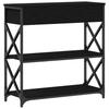 Console Table with Shelf Black Oak Effect 75 X 28 X 75 Cm