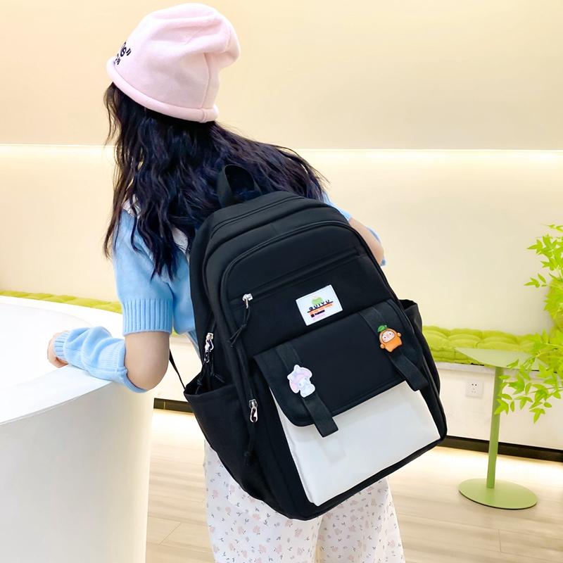 Four-Piece Backpack Set Student Schoolbag Stitching Contrast Color Campus Backpack Large Capacity Backpack for Primary and Secondary School Students