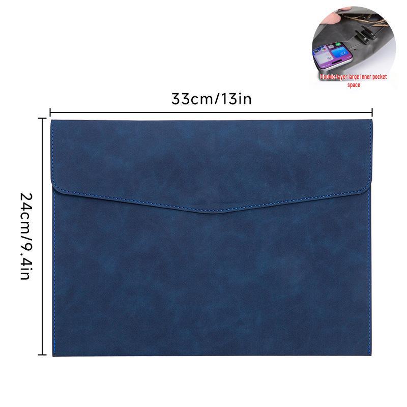 A4 Double Layer Leather Document Briefcase with Custom Logo