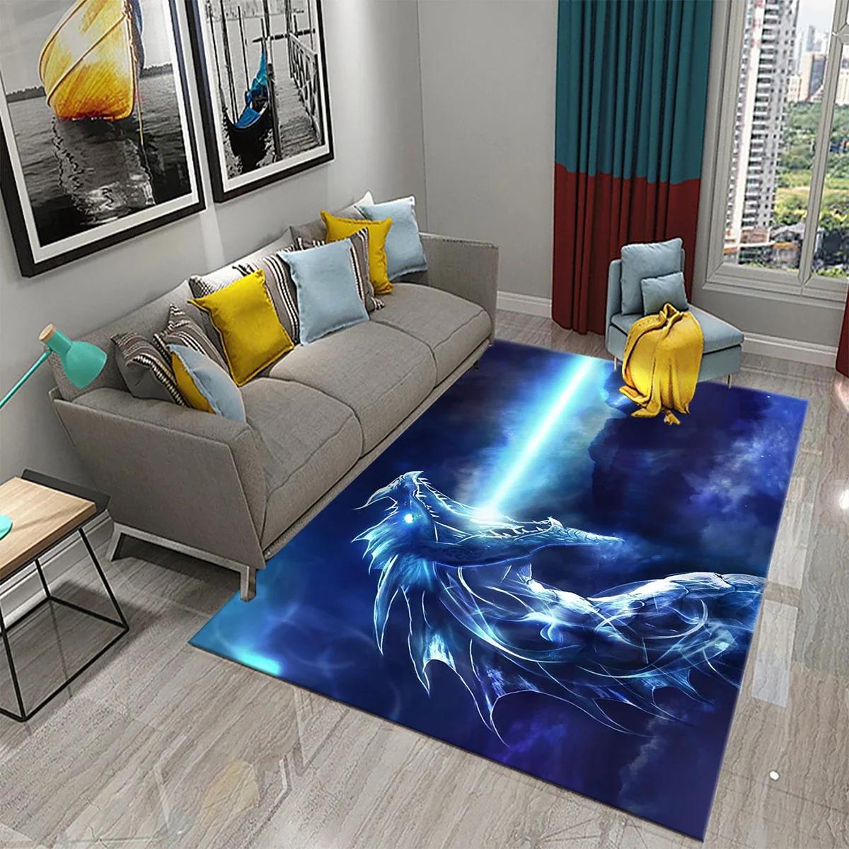 

3D Colorful Dragon Pattern Carpet Kitchen Bathroom Living Room Kid Bedroom Entrance Non-slip Absorbent Fashion Home Decor Carpet 50x80cm