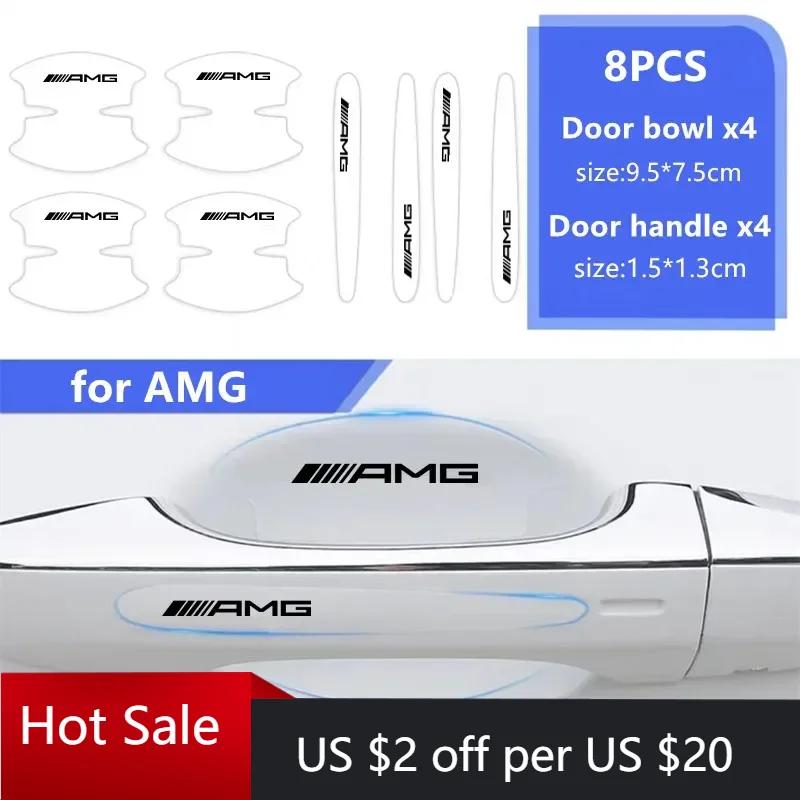 Hots 8pcs Auto Door Wrist Transparent Protector Side Handle Decal for Mercedes Benz W124 W203 W204 W205 W212 GLS GL CLA GLA GLE