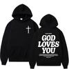 God Loves You Hooded Men's/Women's Autumn/Winter Retro Streetwear Y2K Harajuku Casual Outdoor Fitness Hiking Pullover Hooded