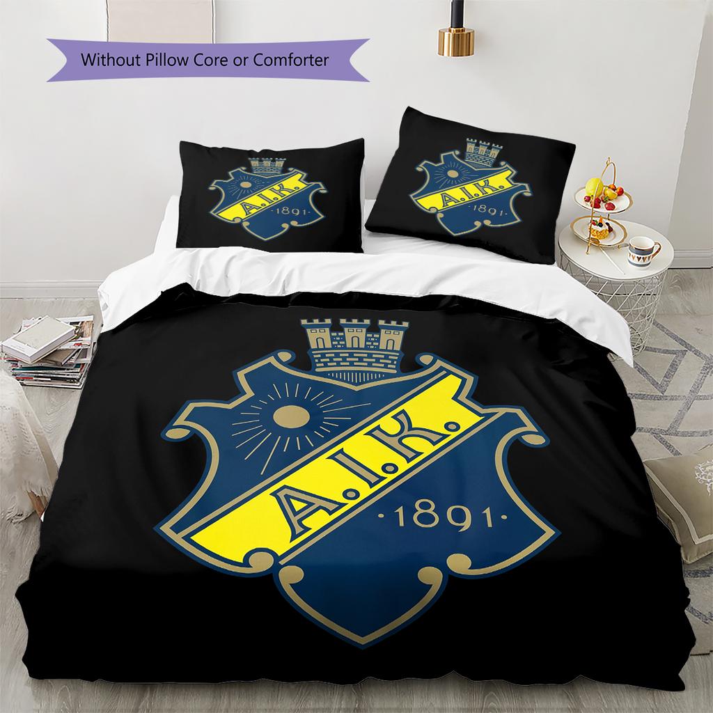 FC AIK Pattern Bedding Home Decoration Birthday Gift (1 * Duvet Cover + 2 * Pillowcase, Without Core)
