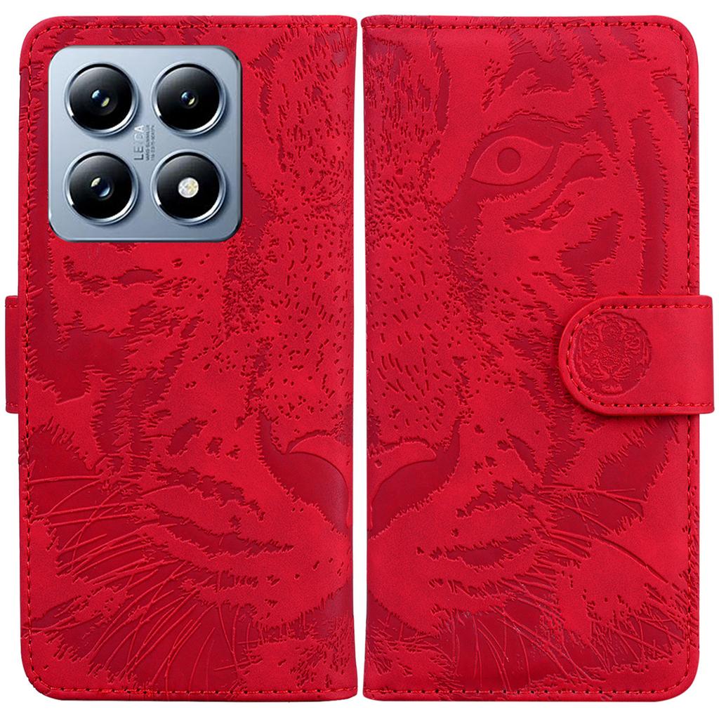 For Xiaomi 14T Case Tiger Imprint Leather Wallet Phone Cover