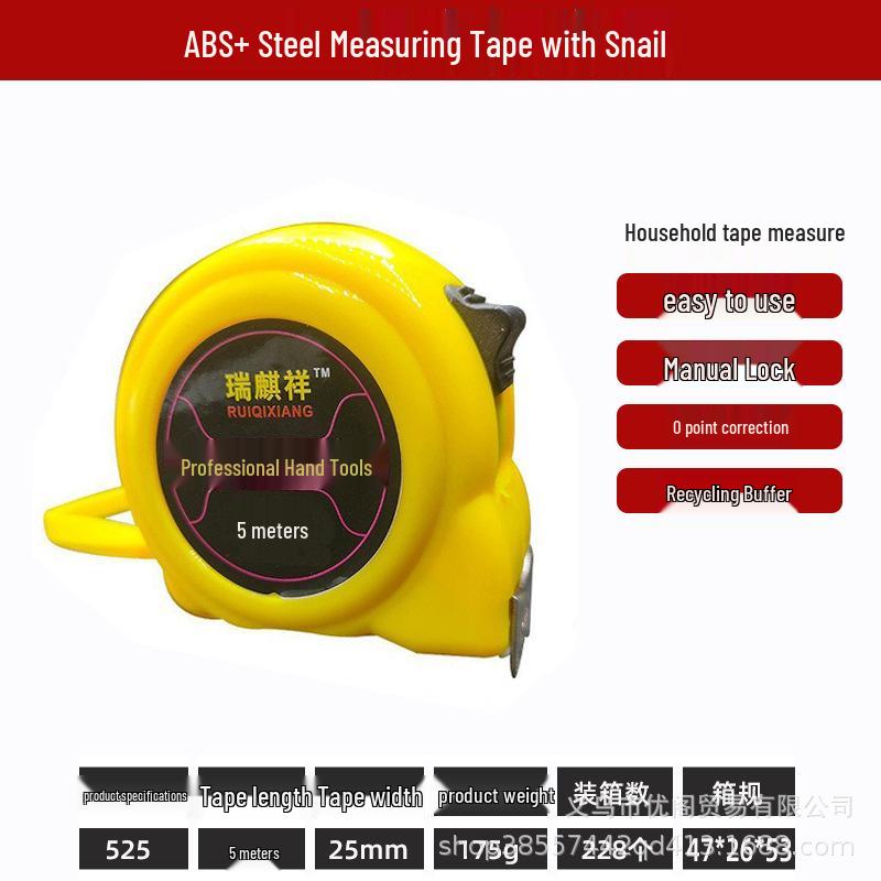 High-Precision Self-Locking 10m Measuring Tape, Drop-Resistant Woodworking Tool with Rubber Grip and 5m Stainless Steel Case