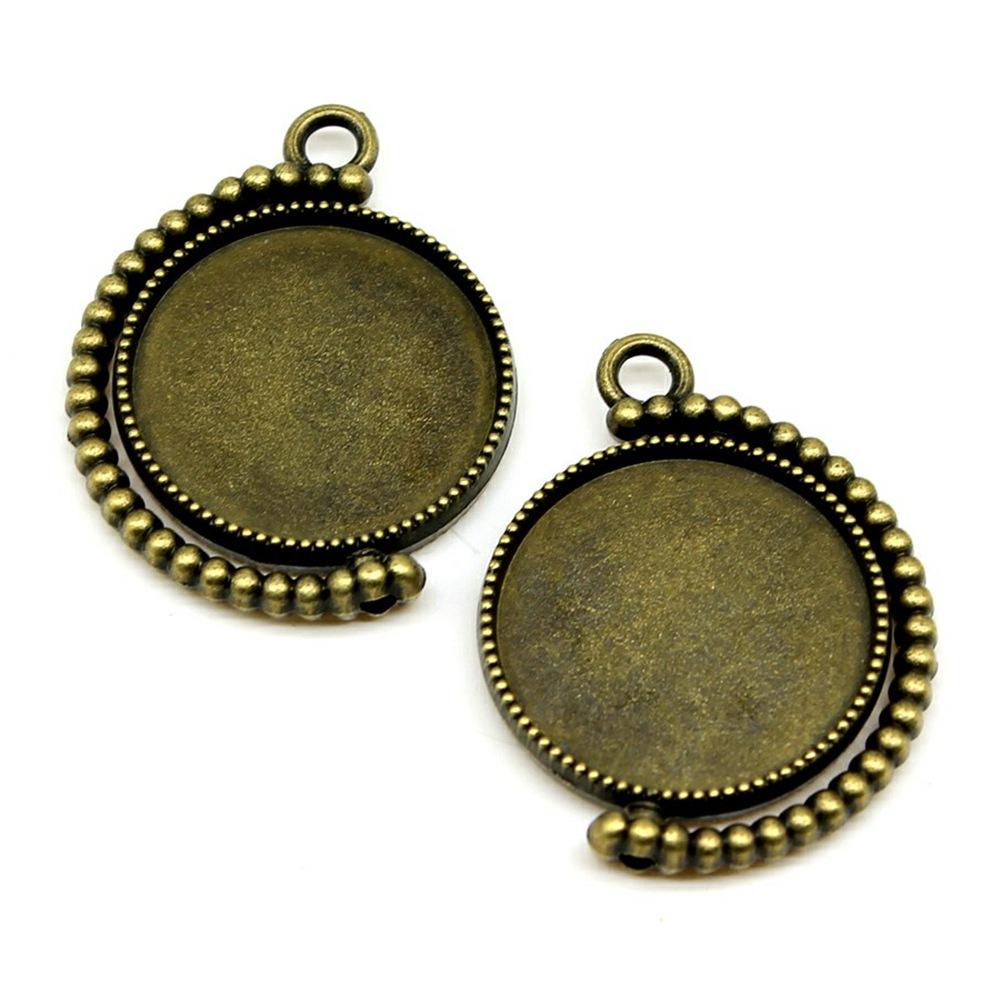 10 Stück 20mm Innenmaß Antik-Bronze Farbe 34 Stil Cabochon Fassung Anhänger Passend für 20mm Glas Cabochon