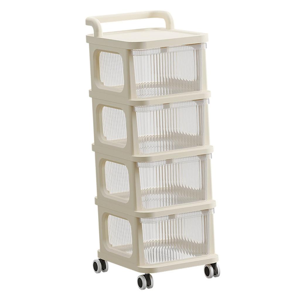 Rollwagen mit durchsichtiger Schublade Multifunktionaler Rollender Aufbewahrungswagen Organizer mit Rädern für Schlafzimmer