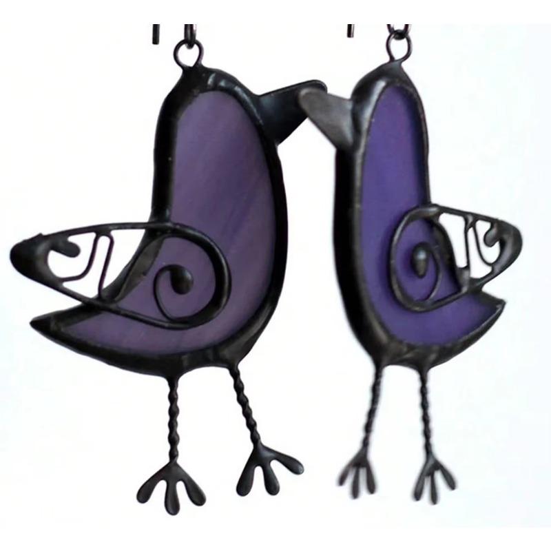 

1 пара милых зеленых серег-подвесок с птичками из смолы для женщин, очаровательные серьги для девушек для отдыха и вечеринок, корейские модные серьги фиолетовый