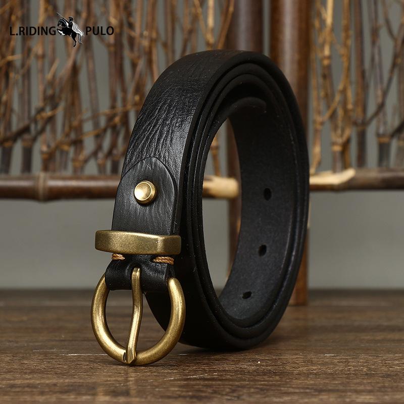 Modny pasek w stylu retro koreańskim, pasujący do wszystkiego, damski pasek z prawdziwej skóry, klamra na bolec, pasek jeansowy z czystej skóry bydlęcej