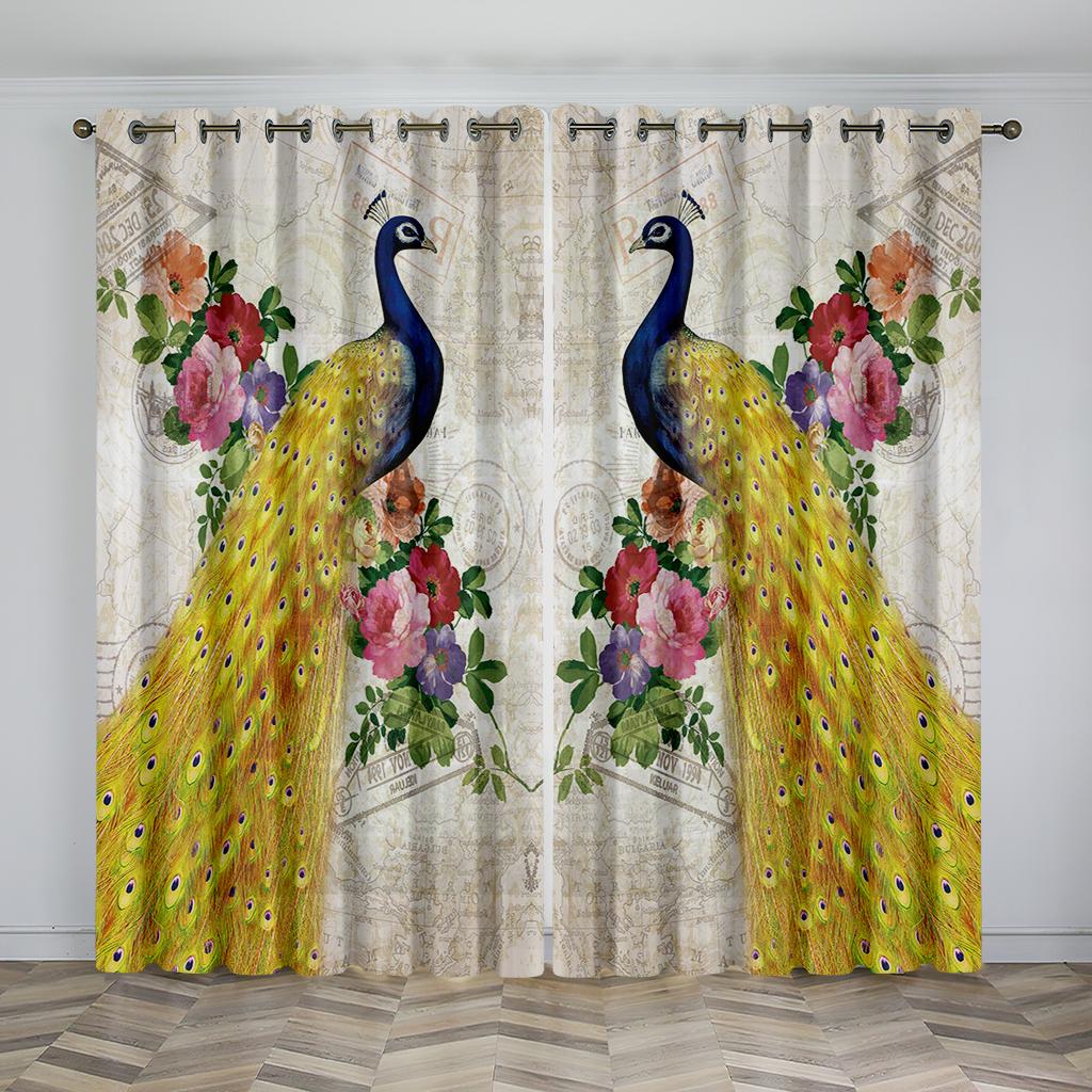 Luksusowy wystrój domu 3D Zwierzę Paw Niebieski Pióro Zasłony 2 Panele Salon Sypialnia Gabinet Dekoracja Pokoju Dziecięcego