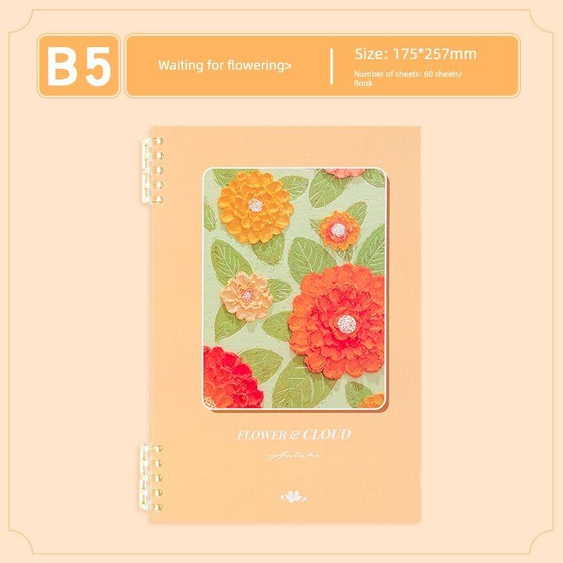 

Grade Three Class Two Soft Cloud Listening Flower B5 Non-Manual Loose Spiral Notebook Good-looking Student Only Notebook Notepad K Waiting for flowering