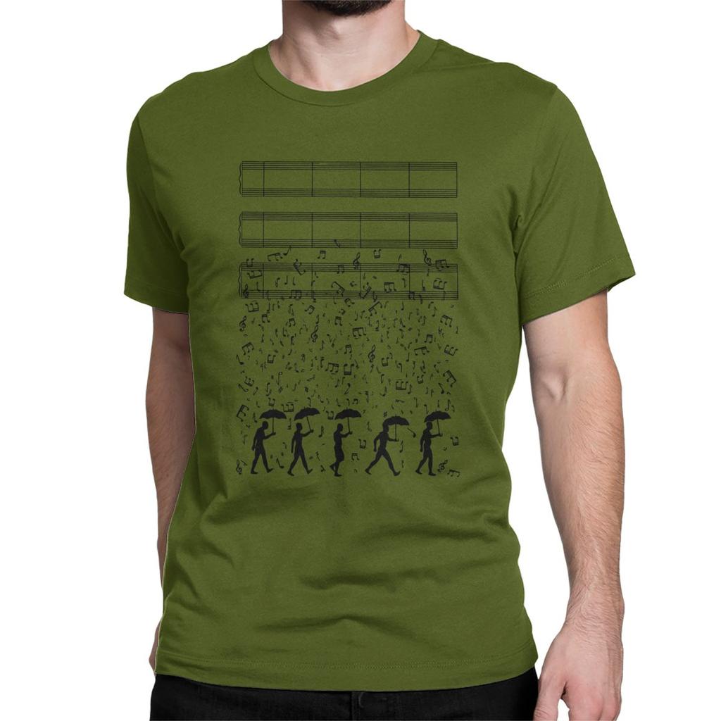 Funny Singing In The Raaaain T Shirt Men Crew Neck T Shirt Piano Music Musician Pianist