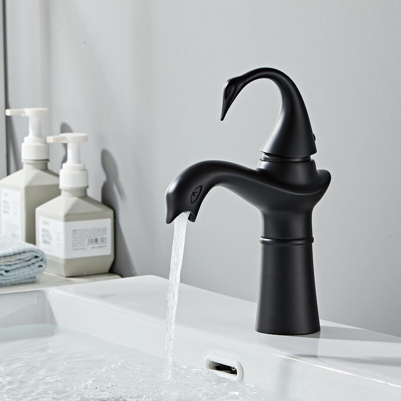 Tuqiu Tall Basin Faucet Gold White Swan  Faucet Brass Black Bathroom Faucet Bathroom Basin Faucet Mixer Tap Hot Cold Sink faucet