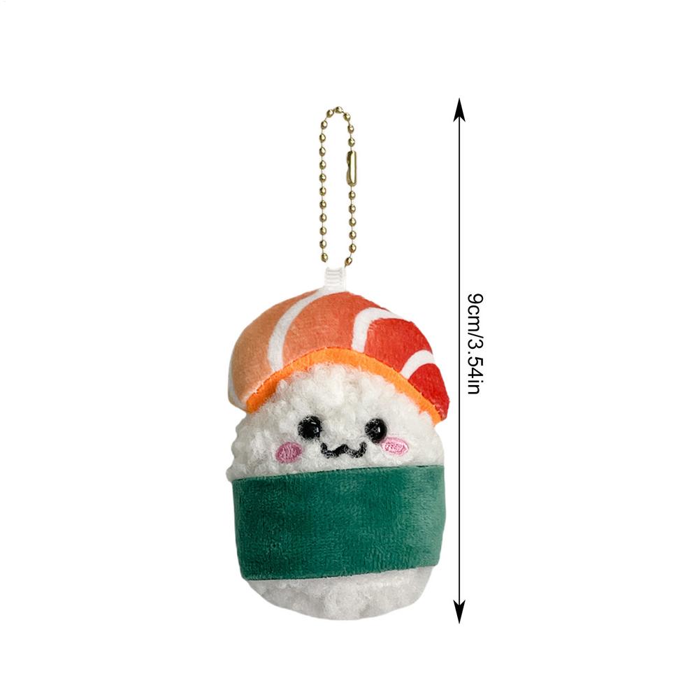 Cute Kawaii Salmon Keychain Plush Stuffed Japanese Style Sushi Bag Pendant Cartoon Soft Rice Plush Keyring Car Key Pendant