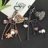 Leopard Print Heart Leather Bow Knot Keychain and Phone Pendant
