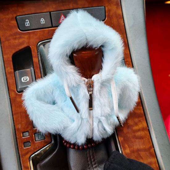 Car Gear Shift Hoodie Cover Fluffy Gear Shift Knob Sleeve Soft Plush Gear Stick Costume for Most Vehicles