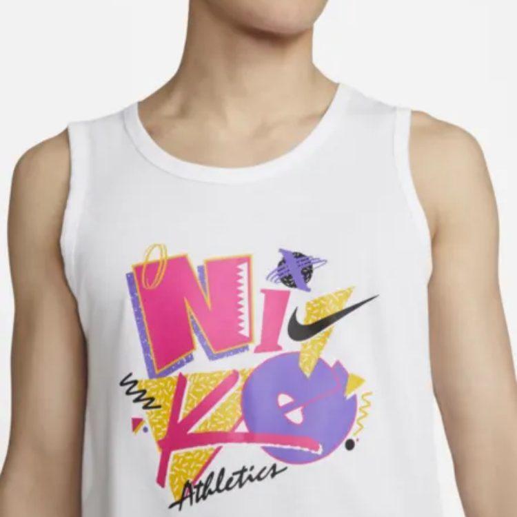 Nike Tank Tops Men's White Crew Neck Moderate Straight Fit DM6262-100