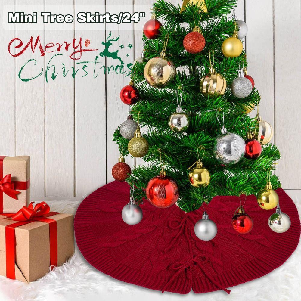 Traditional Tree Skirt Ornament Red Xmas Ornaments Knitted Christmas Tree Skirt  Party Favors
