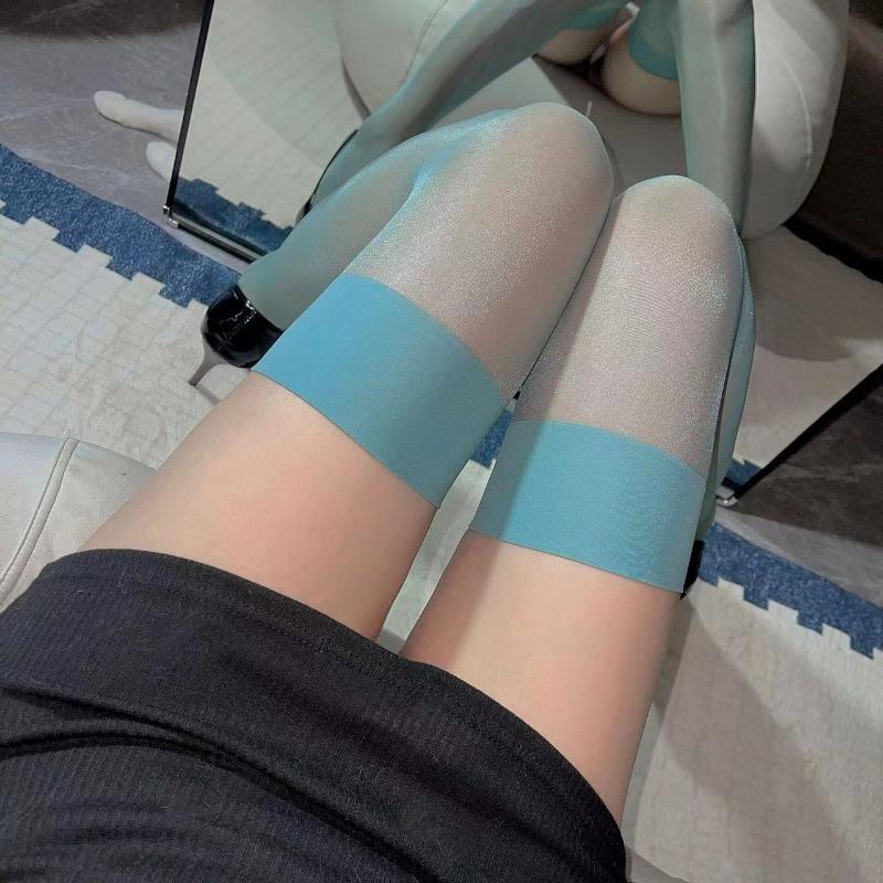 

Pearlescent Shiny Thigh High Stockings 12D Glitter Pole Dance Clubwear Women Sexy Ultra Thin Transparent Underwear one size