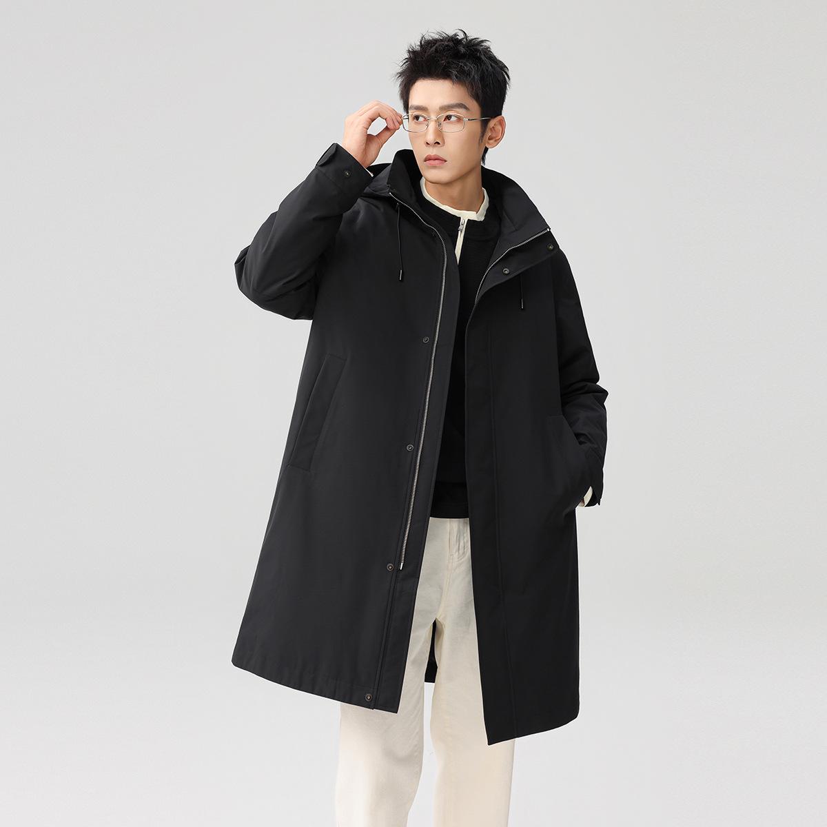 Мужская легкая пуховая ветровка с капюшоном M чёрный