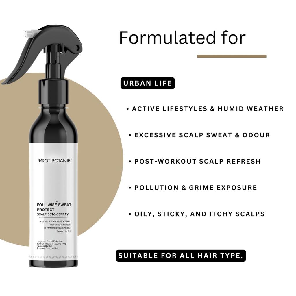 Root Botanie FOLLIWISE Spray Détoxifiant Cuir Chevelu Croissance Cheveux | Réduit la Chute de Cheveux, Renforce les Racines & les Fibres Capillaires | Contrôle de la Transpiration & Élimination des Résidus | Romarin,