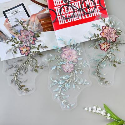 Three-Dimensional Sequins Flower Beads Mesh Embroidery Cloth Stickers Patch Stickers Clothes Decoration Accessories Handmade Diy Accessories