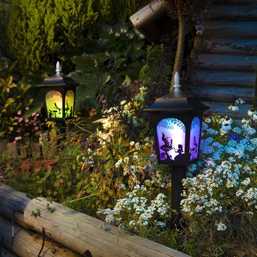 Takasho Solar Light, Alice in Wonderland Silhouette Light, Black, Outdoor Garden Light, Waterproof, Resin and Glass, TA-L02