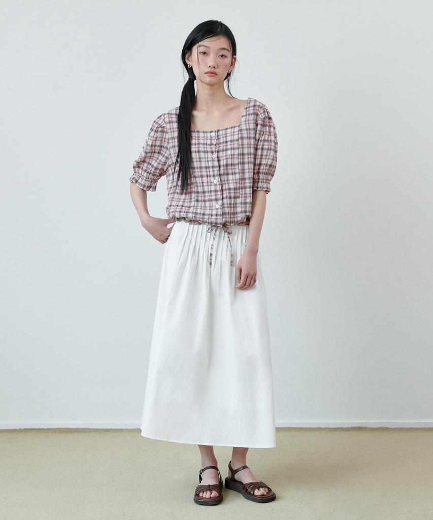 Good Life Works [W] Pintuck Flare Long Skirt Ivory