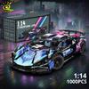 HUIQIBAO 1:14 Racerbiler Teknisk Modell Byggeklosser MOC LED-linje Klosser Utstillingsboks Barn Bykonstruksjonsleke Gutt Spill