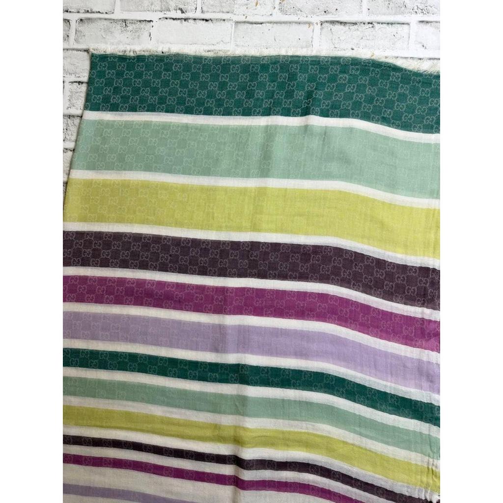 Used USED GUCCI GG Logo Multicolor Border Large Stole