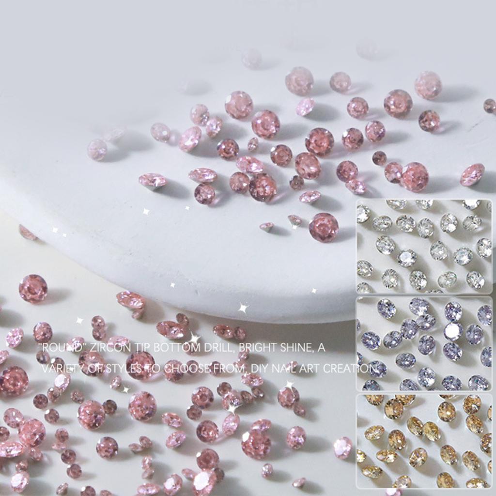 50PCS Nail Art Rhinestones Clear Crystal Rhinestones Nail Charms Round Nail Art Decals Decorations for Nail Salon Design