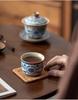 Ru Kiln Blue and White Lotus Ceramic Gongfu Teacup