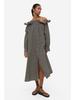 H M Off sHoulder Dress Beige Black Stripe 1180599004