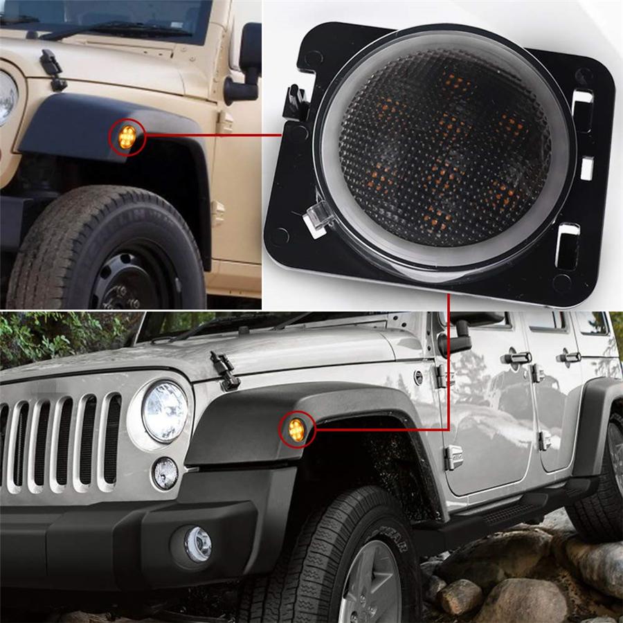 2pcs Front Fender Side Marker Led Light Angel Eye For Jeep Wrangler JK 2007-2017
