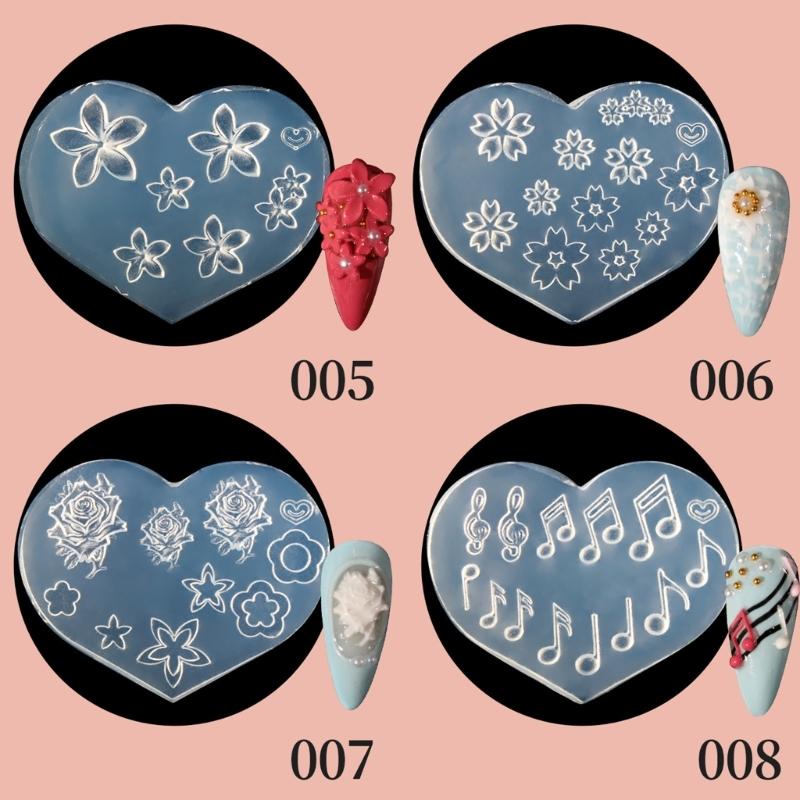 Silicone Nail Art Handicrafts Moulds DIY Nail Tools Accessories Nail Carving Molds Silicone Material for Nail Decoration
